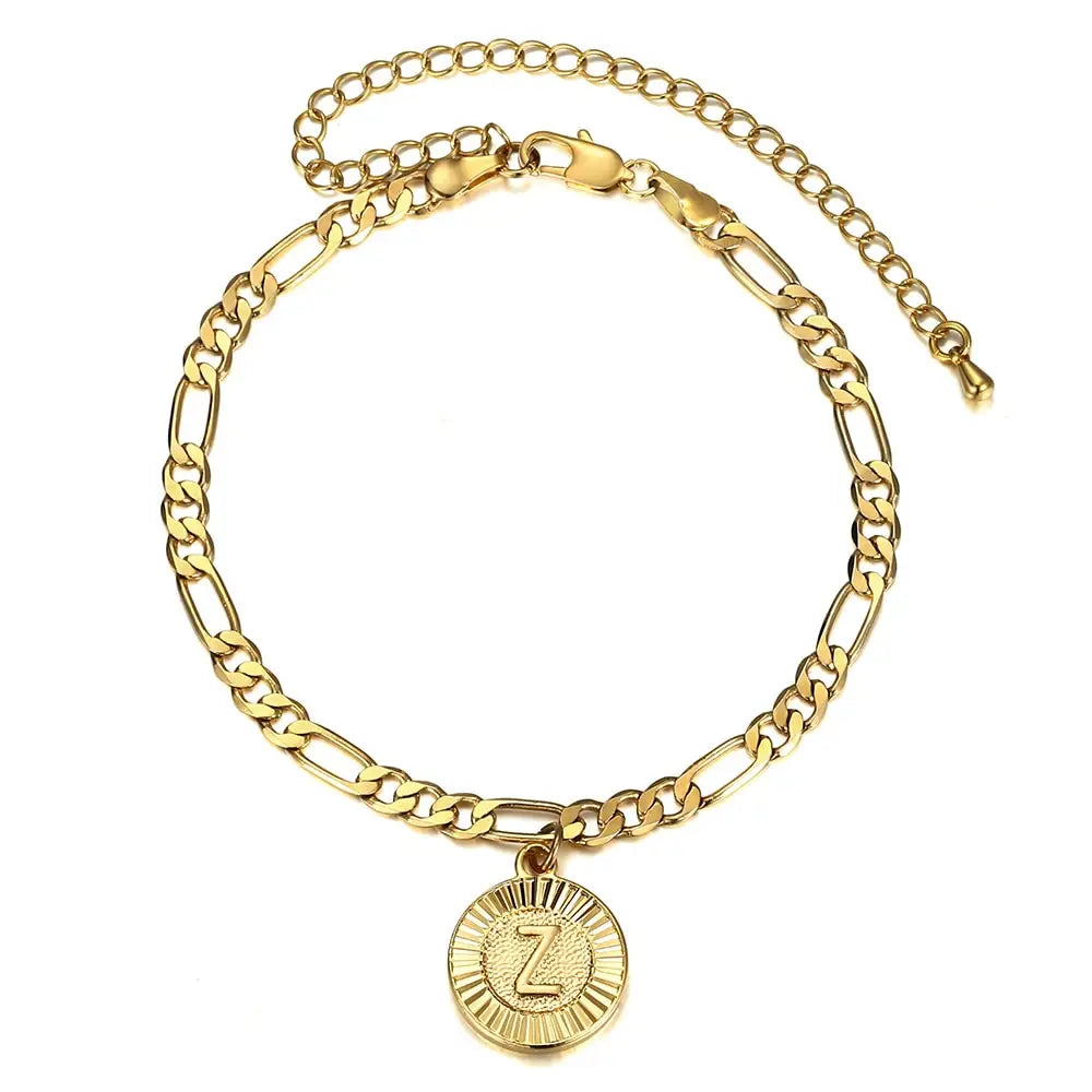 Circle Initial Anklet