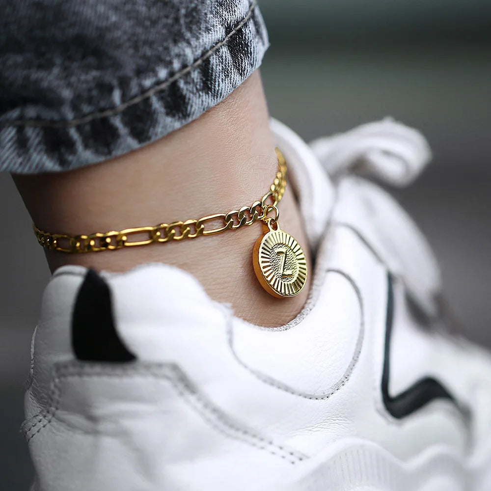 Circle Initial Anklet