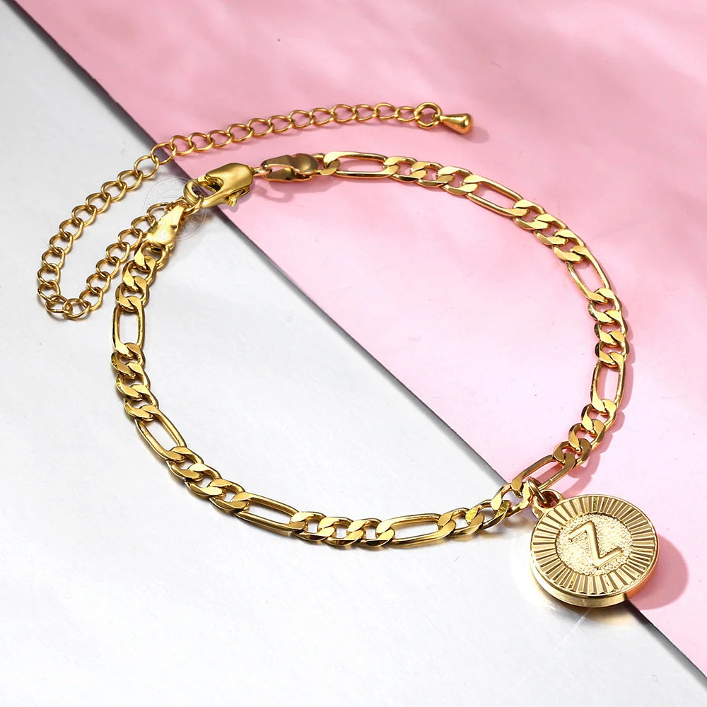 Circle Initial Anklet