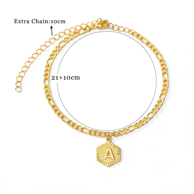 Hexagon Initial Anklet